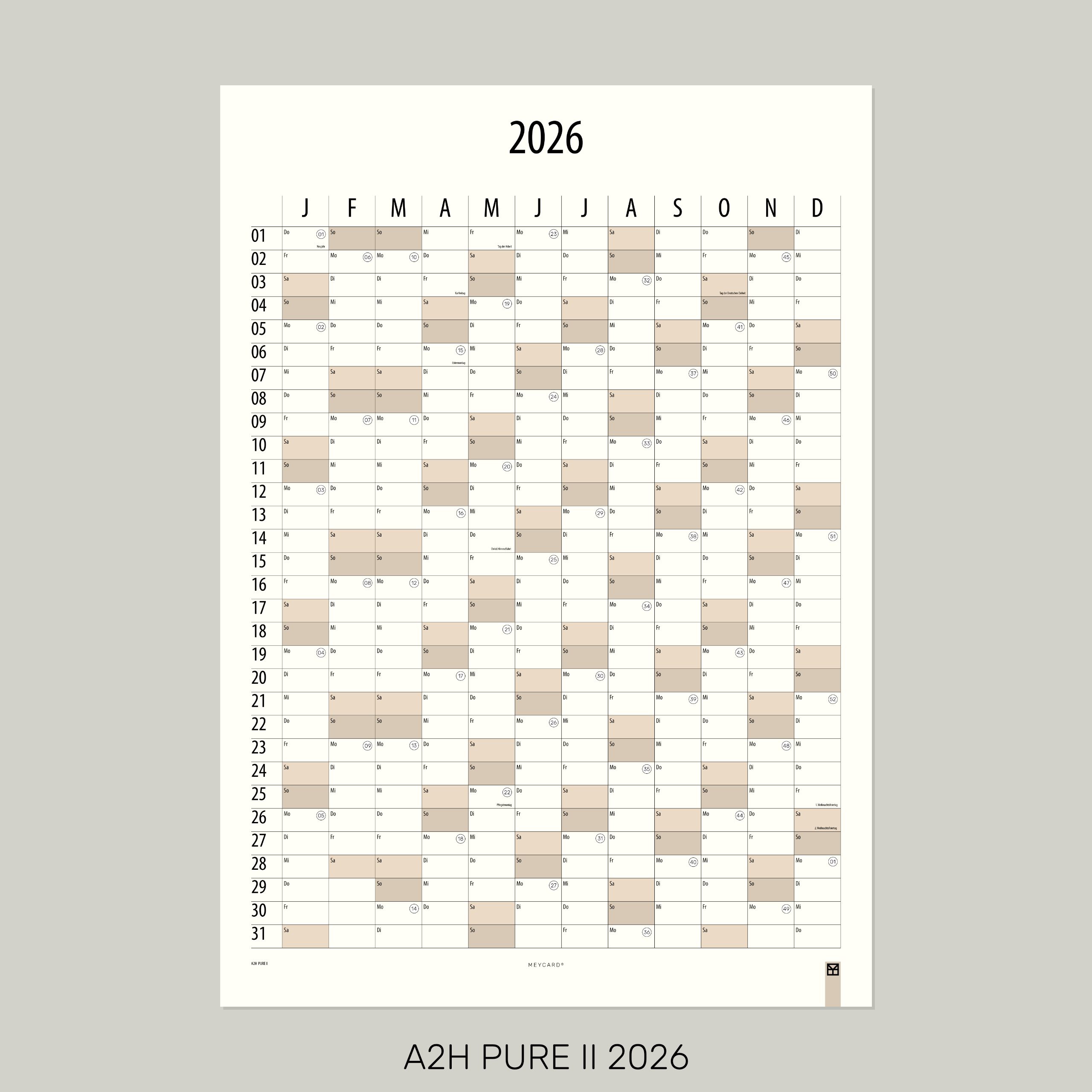 Wandkalender DIN A2 Hochformat 